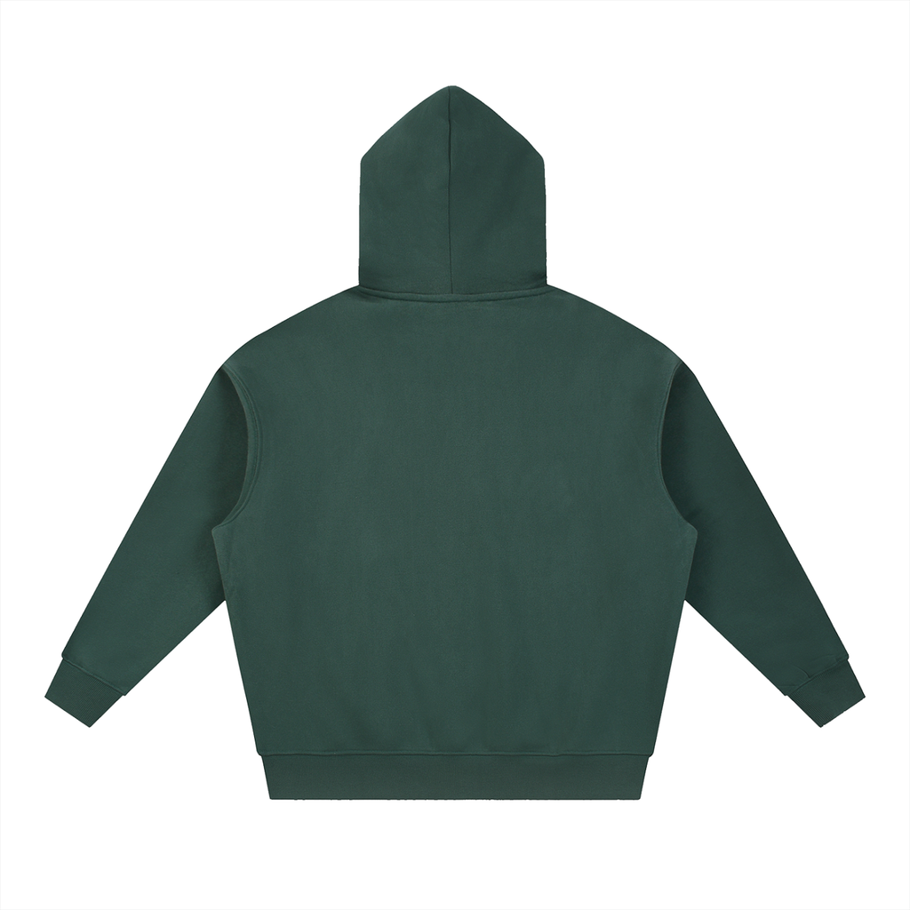 Cropped Green Boxy Fit Fleece Hoodie