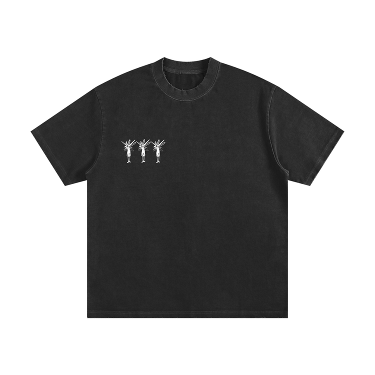 Heavyweight Vintage Washed Frayed T-Shirt — Black