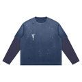Washed Blue Distressed Layer T-Shirt