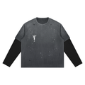 Washed Black Distressed Layer T-Shirt