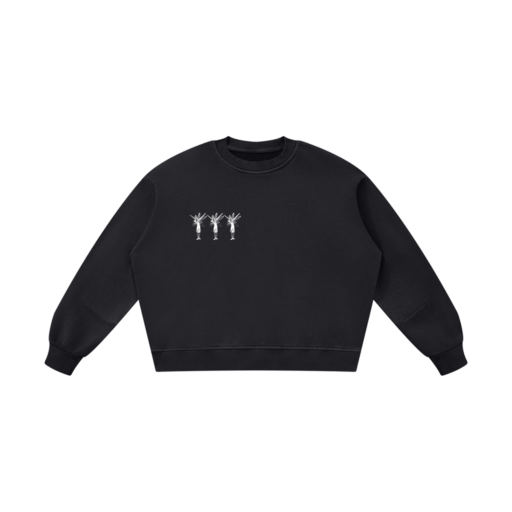 Black Boxy Vintage Washed Sweatshirt