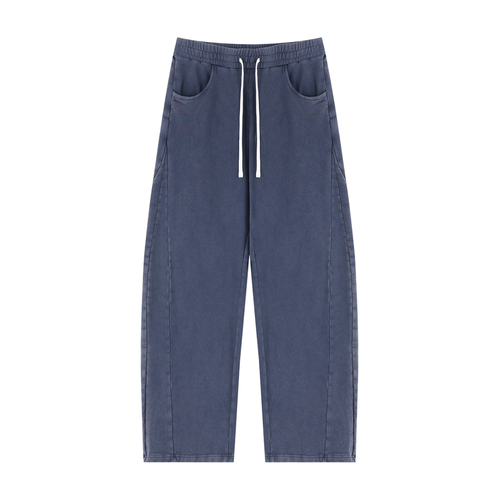 Dark Blue Mineral Wash Barrel Sweatpants
