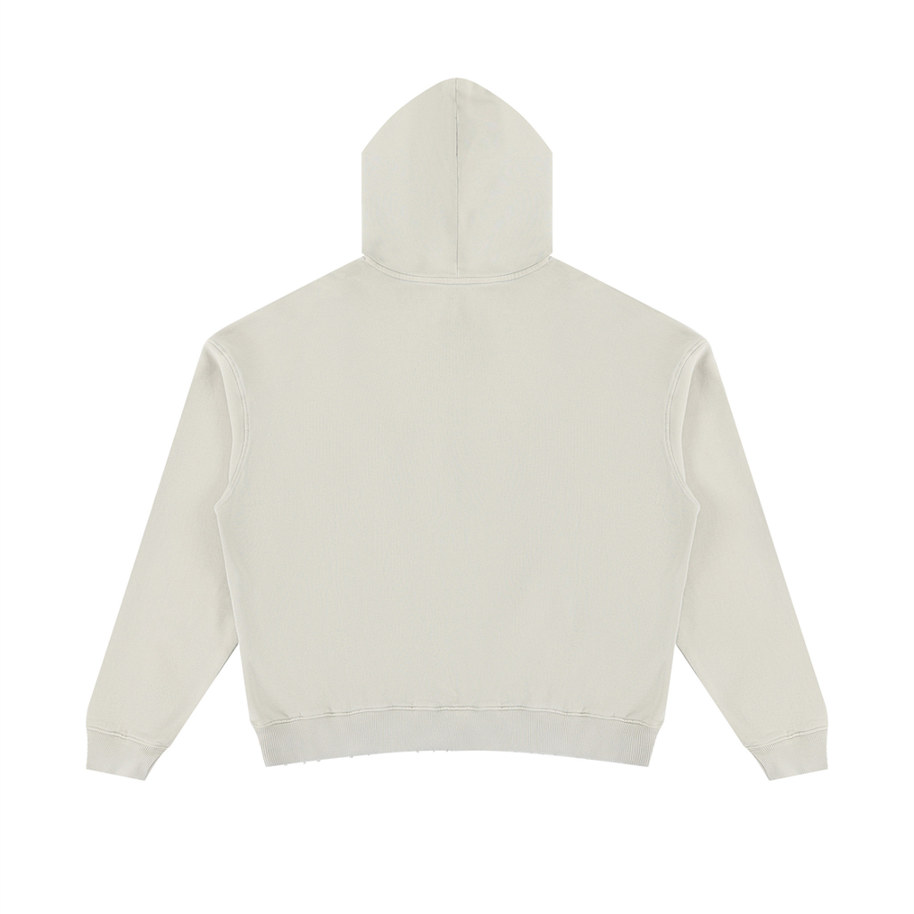 Off White Mineral Wash Distressed Hoodie