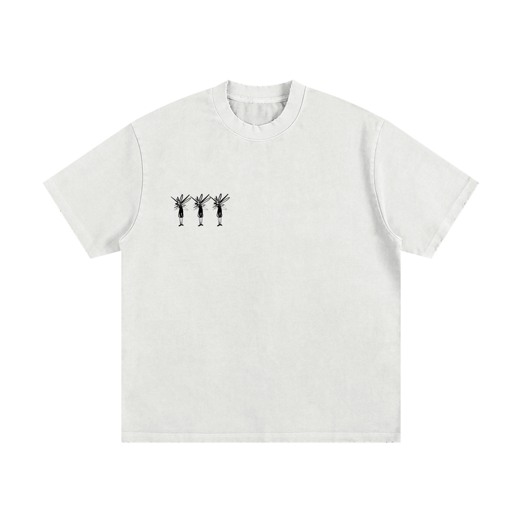 Heavyweight Vintage Washed Frayed T-Shirt — White