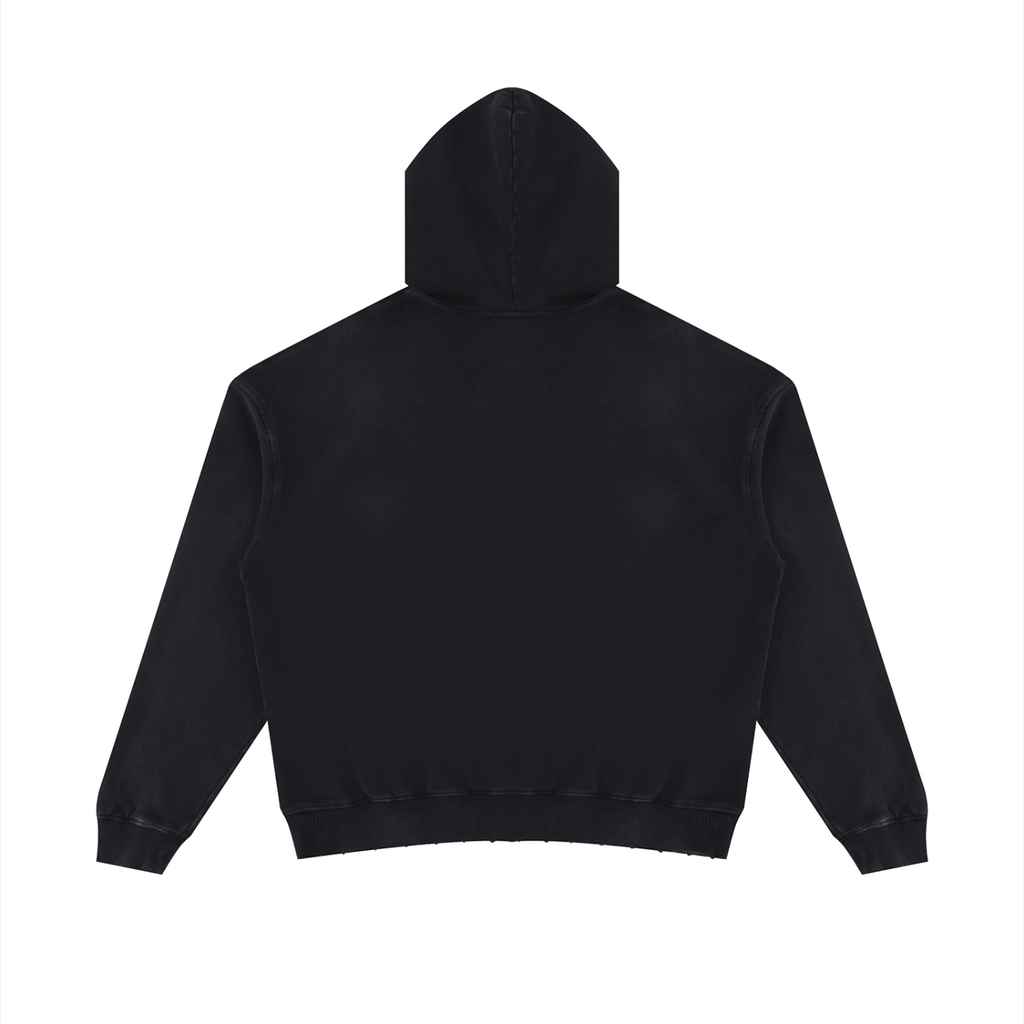 Black Mineral Wash Distressed Hoodie