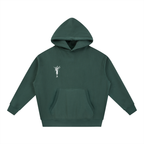 Cropped Green Boxy Fit Fleece Hoodie