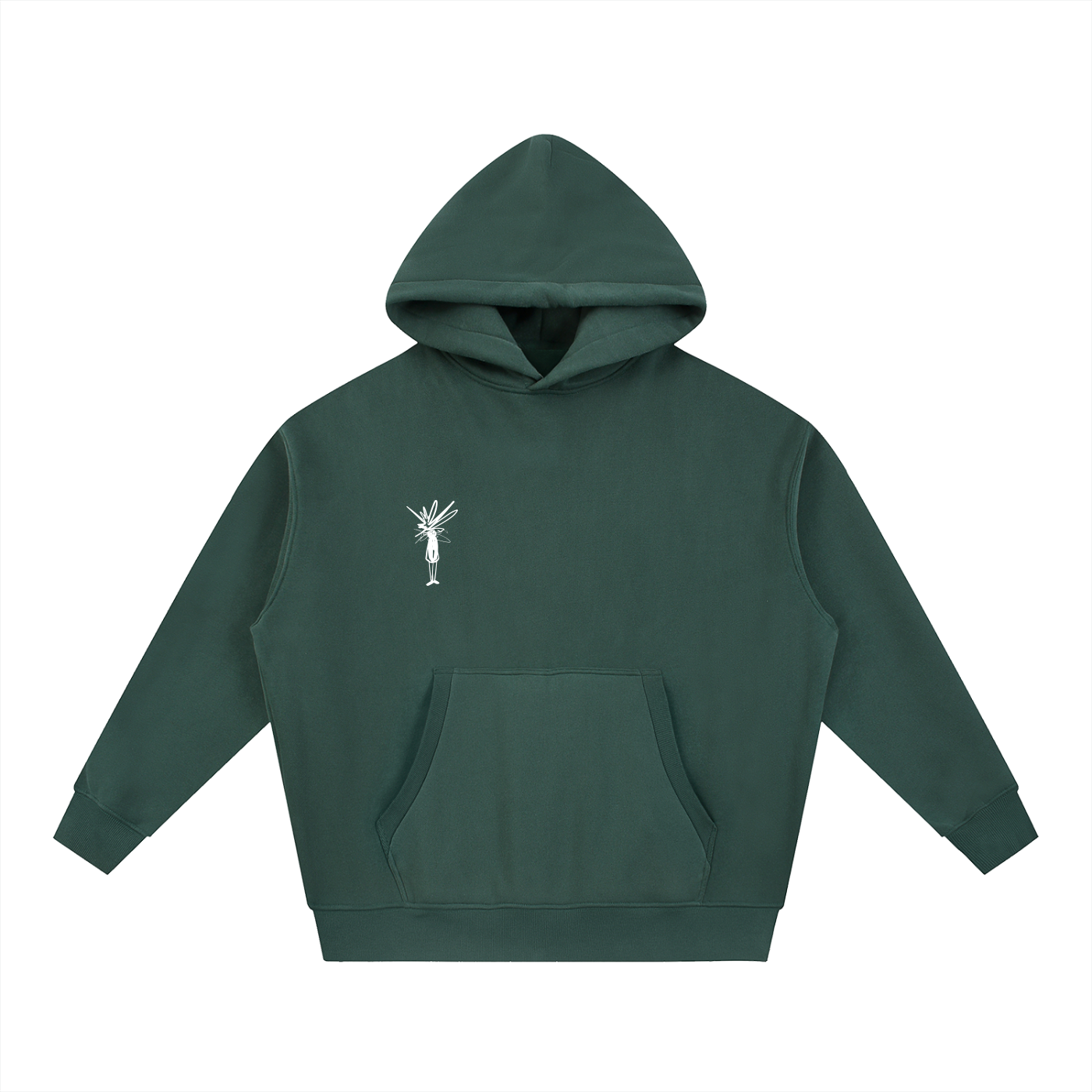 Cropped Green Boxy Fit Fleece Hoodie