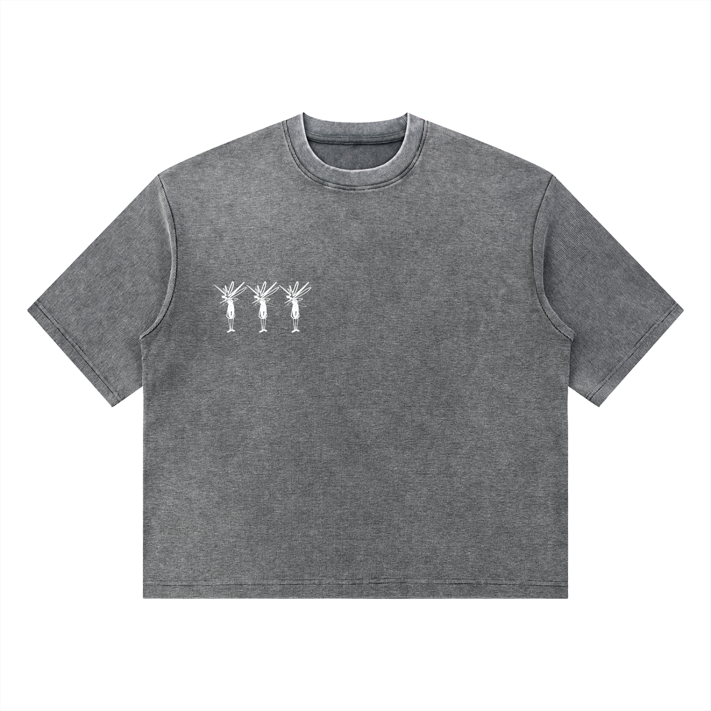 Gray Mineral Wash Waffle Boxy T-Shirt