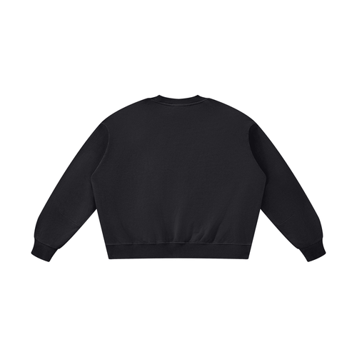 Black Boxy Vintage Washed Sweatshirt - Inside Thoughts