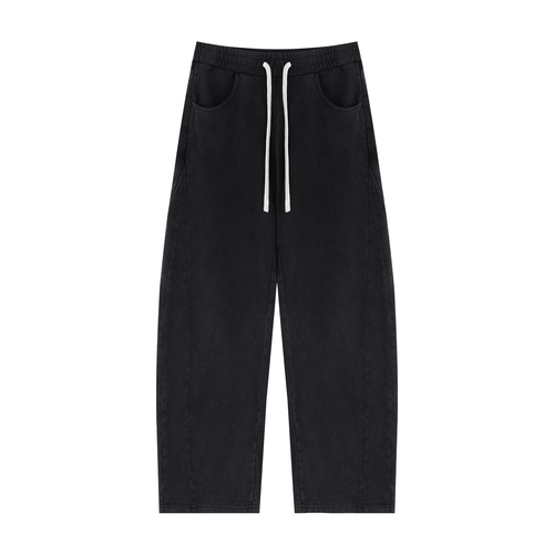 Black Mineral Wash Barrel Sweatpants - Inside Thoughts