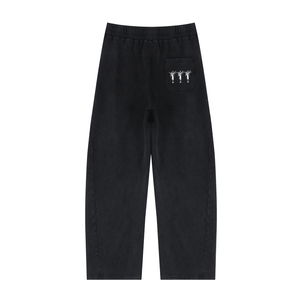 Black Mineral Wash Barrel Sweatpants - Inside Thoughts