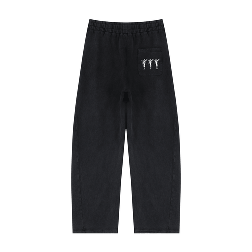 Black Mineral Wash Barrel Sweatpants - Inside Thoughts