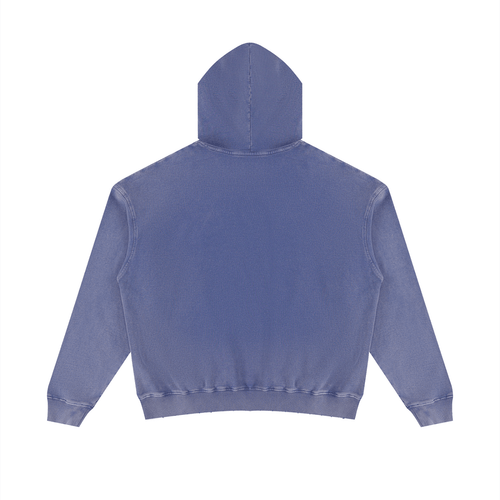 Blue Mineral Wash Distressed Hoodie - Inside Thoughts