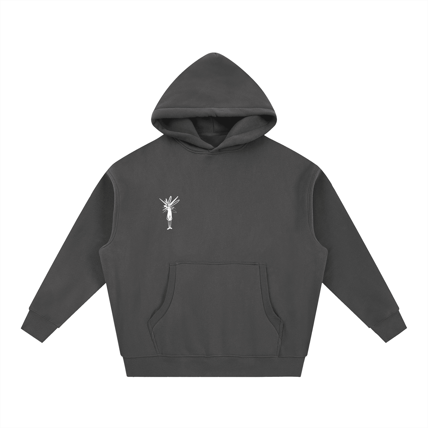 Cropped Dark Gray Boxy Fit Fleece Hoodie - Inside Thoughts