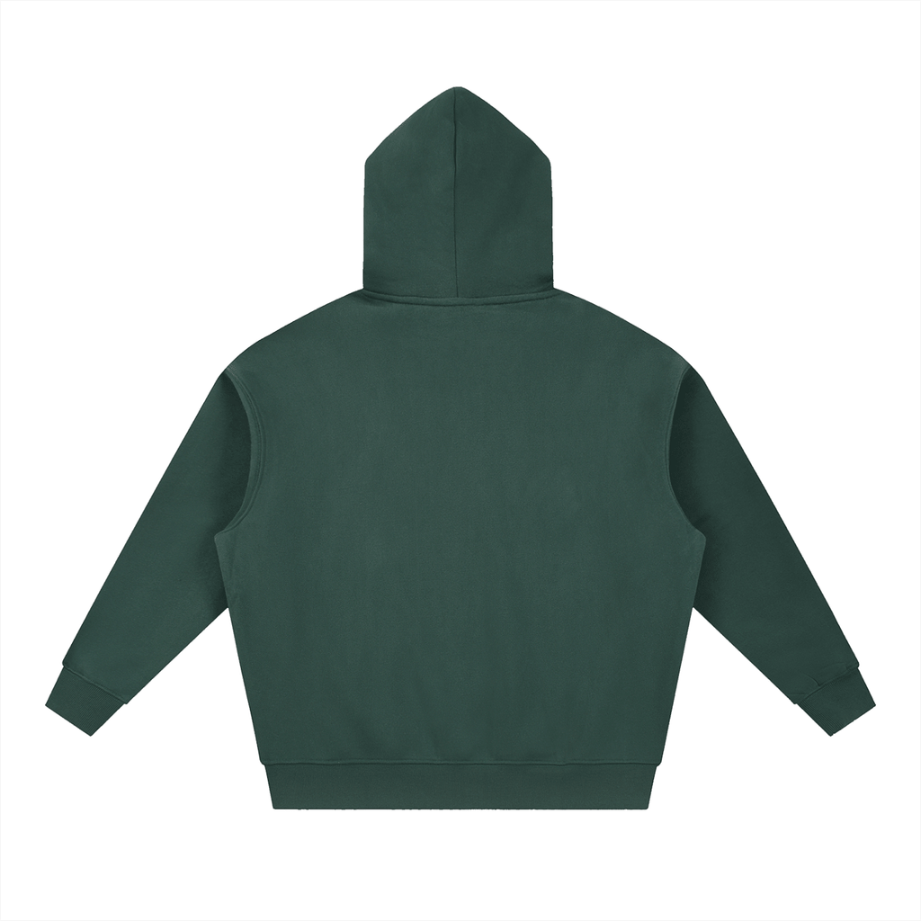 Cropped Green Boxy Fit Fleece Hoodie - Inside Thoughts