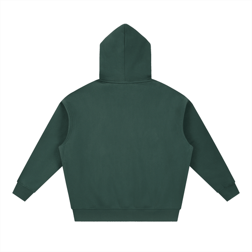 Cropped Green Boxy Fit Fleece Hoodie - Inside Thoughts