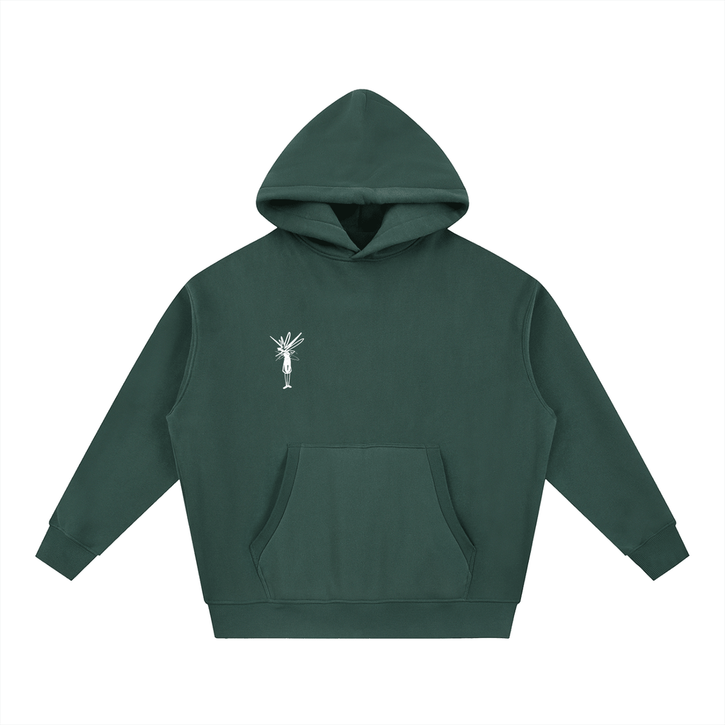 Cropped Green Boxy Fit Fleece Hoodie - Inside Thoughts
