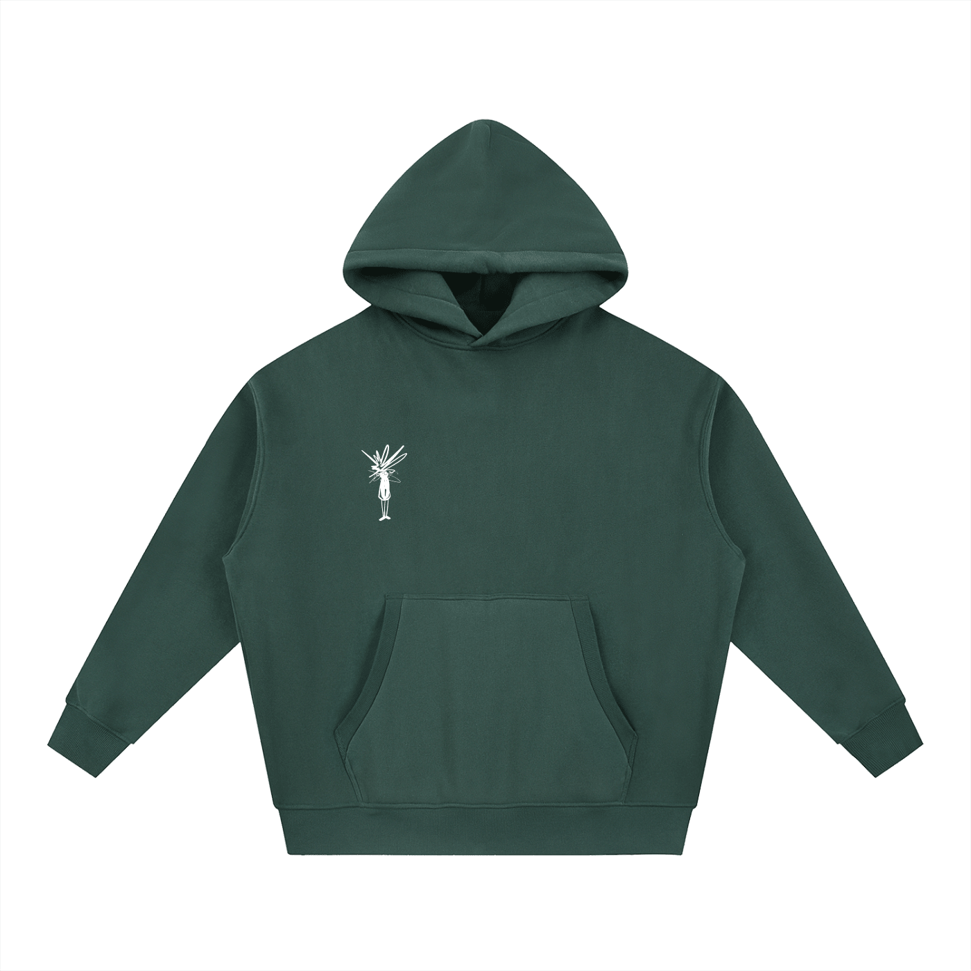 Cropped Green Boxy Fit Fleece Hoodie - Inside Thoughts
