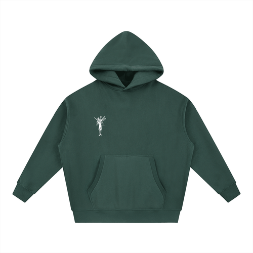 Cropped Green Boxy Fit Fleece Hoodie - Inside Thoughts