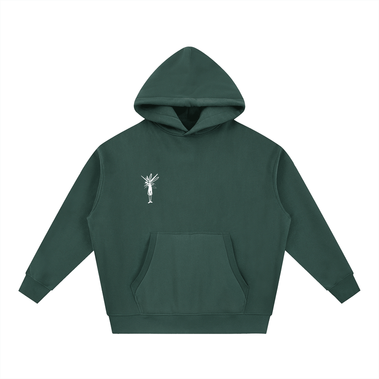 Cropped Green Boxy Fit Fleece Hoodie - Inside Thoughts