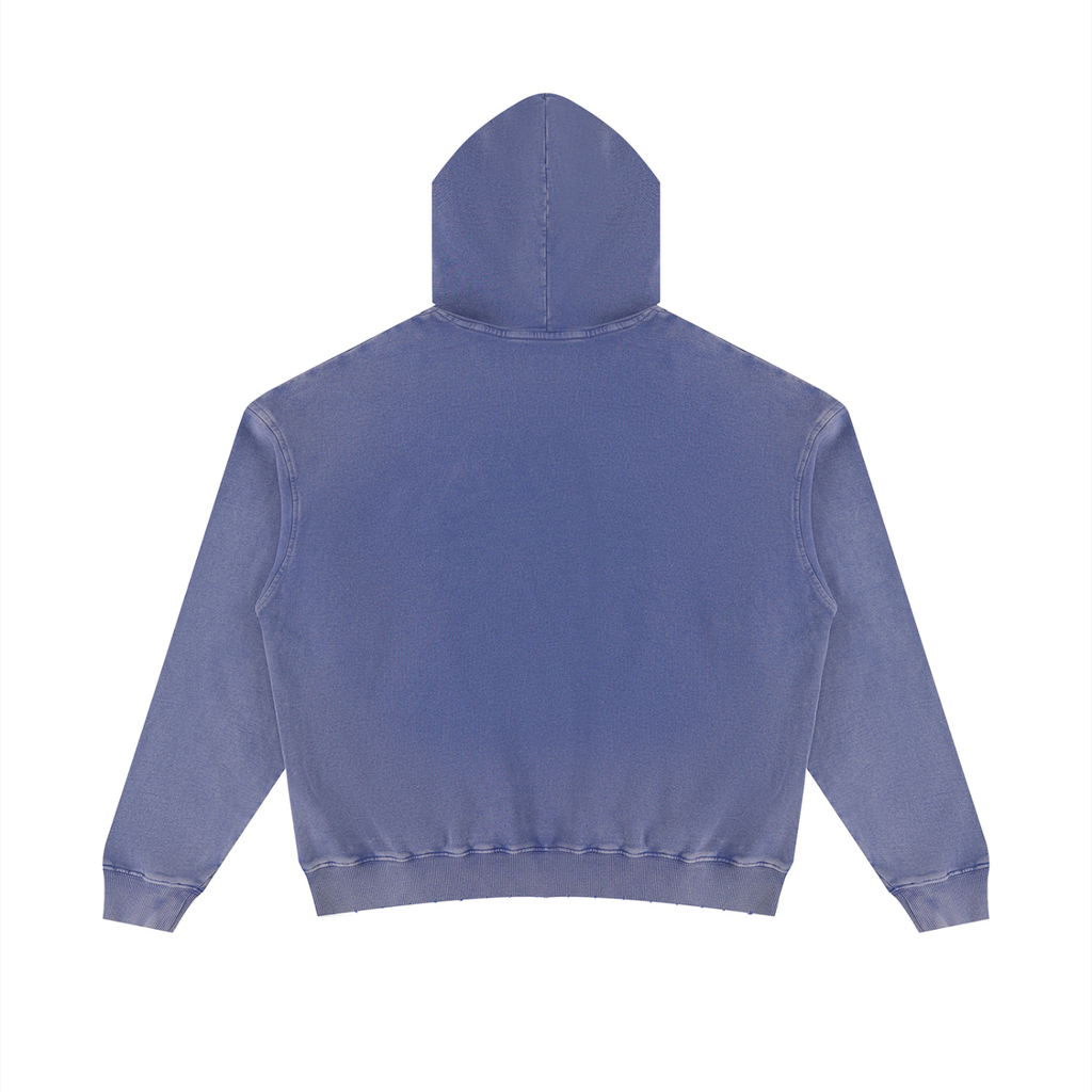 Blue Mineral Wash Distressed Hoodie