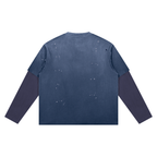 Washed Blue Distressed Layer T-Shirt