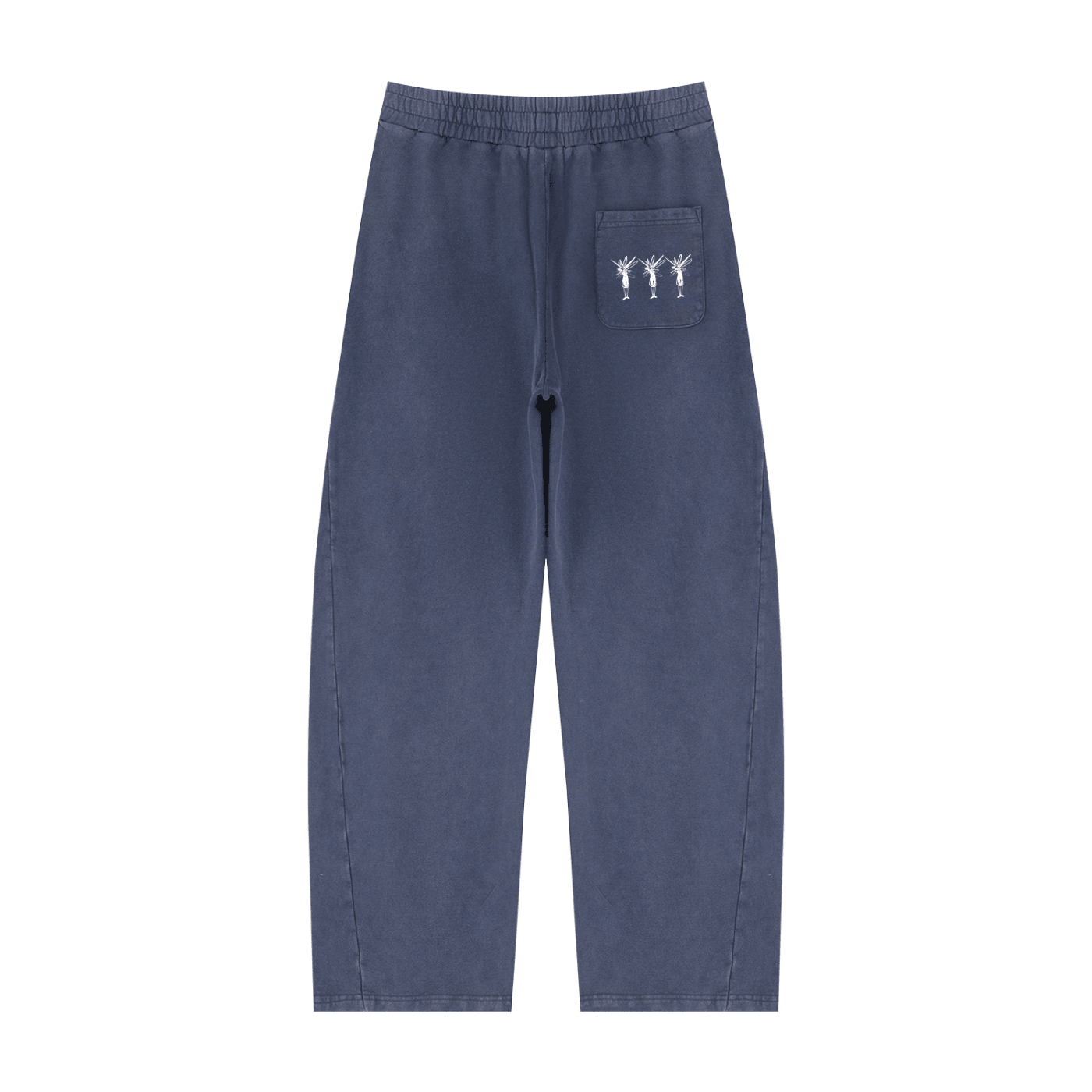 Dark Blue Mineral Wash Barrel Sweatpants - Inside Thoughts