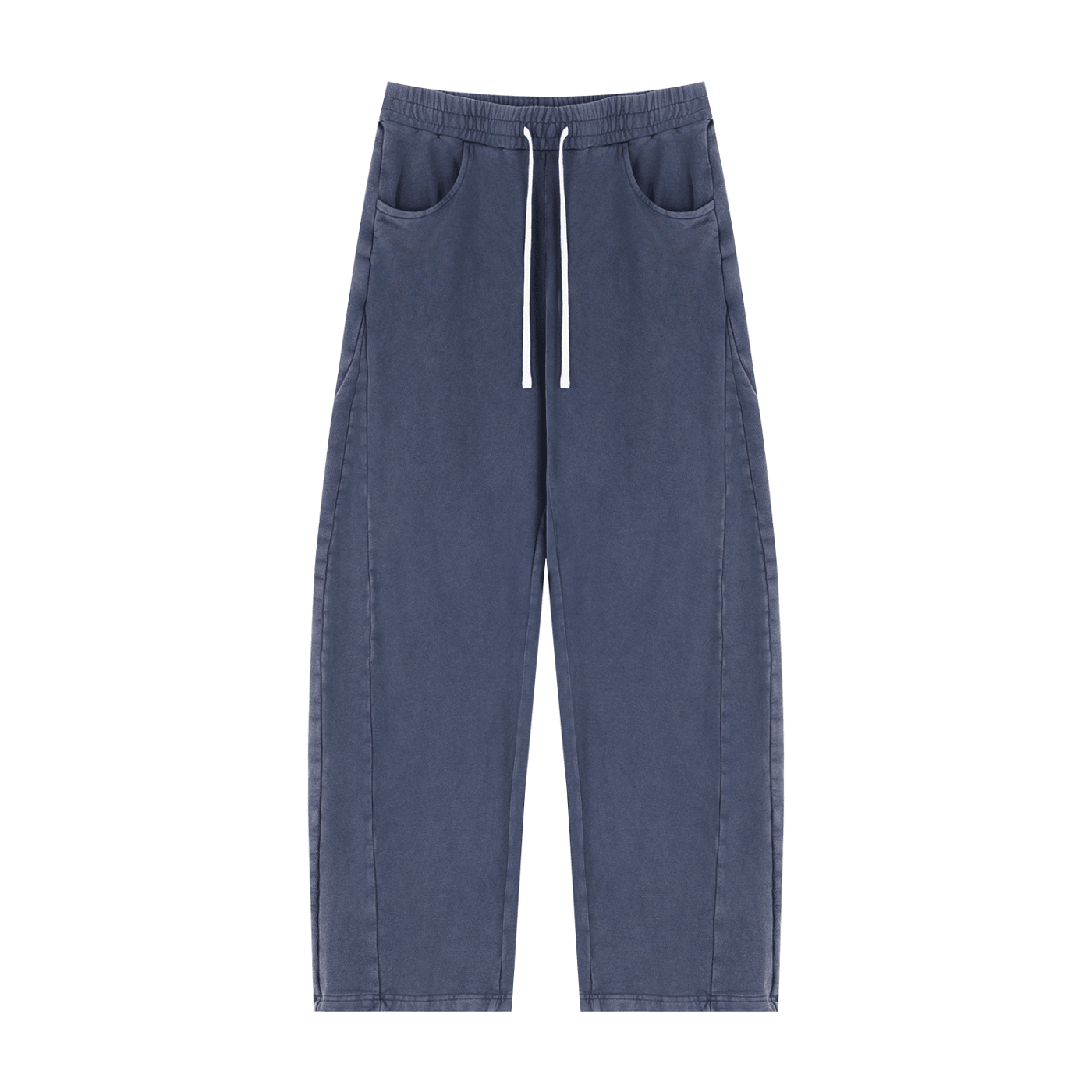 Dark Blue Mineral Wash Barrel Sweatpants - Inside Thoughts