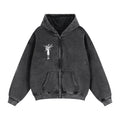 Double Zip Cropped Fleece Hoodie - Inside Thoughts