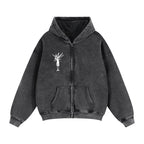 Double Zip Cropped Fleece Hoodie - Inside Thoughts