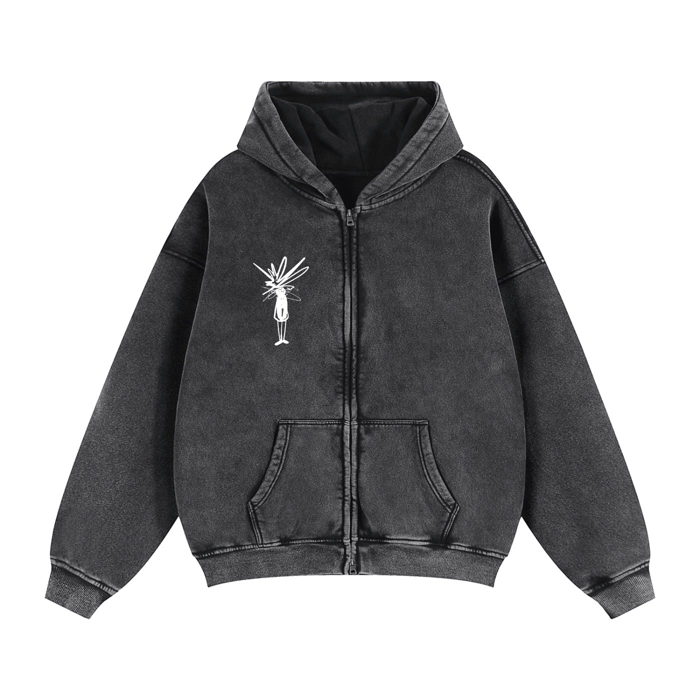 Double Zip Cropped Fleece Hoodie - Inside Thoughts