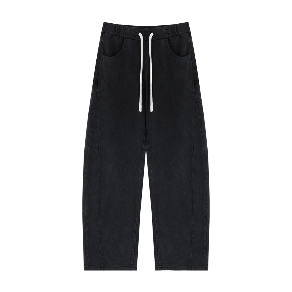 Black Mineral Wash Barrel Sweatpants