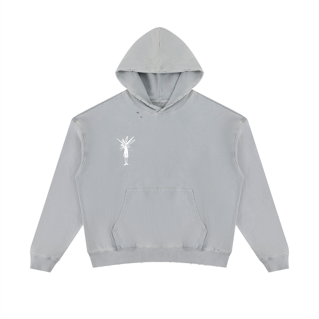 Gray Mineral Wash Distressed Hoodie