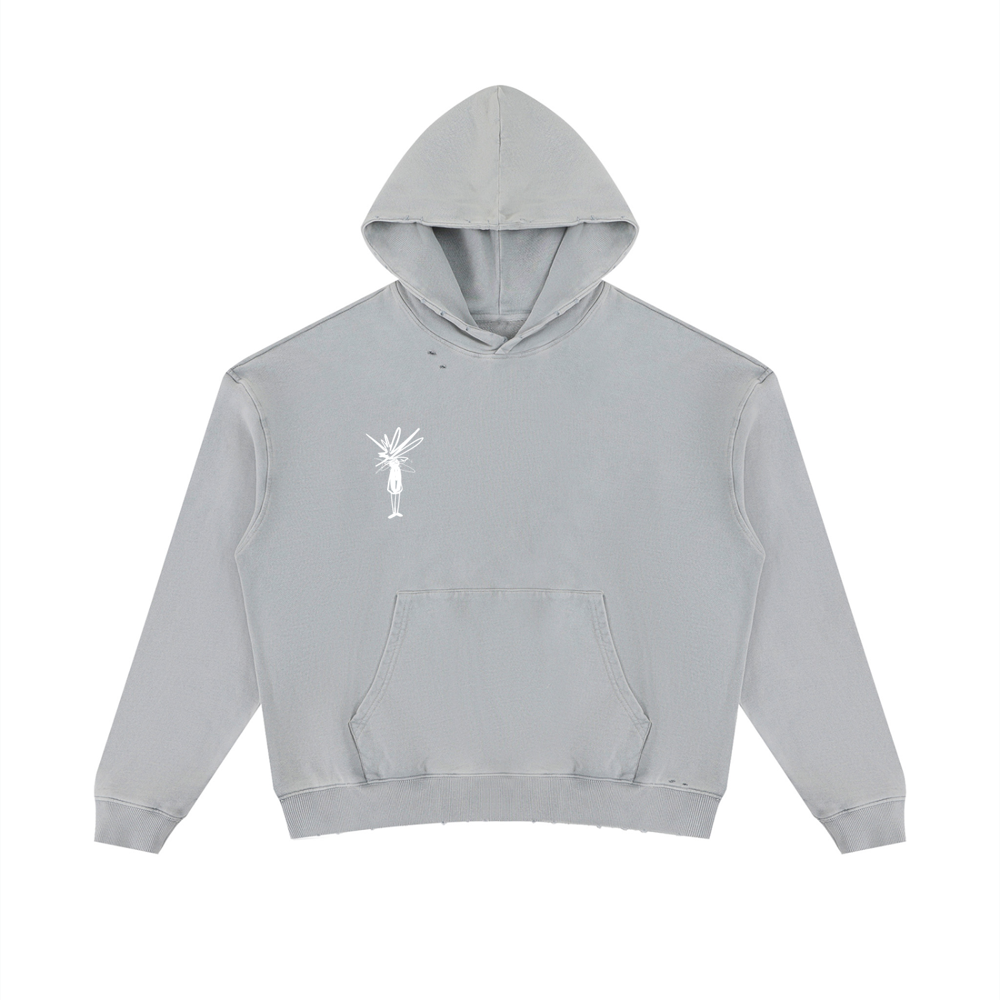 Gray Mineral Wash Distressed Hoodie