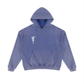 Indigo Mineral Wash Distressed Hoodie