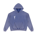 Indigo Mineral Wash Distressed Hoodie