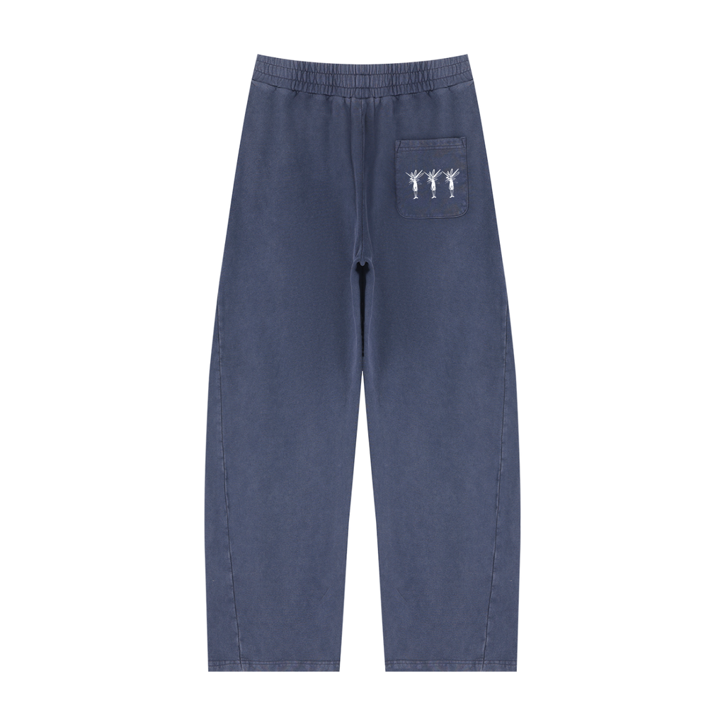 Dark Blue Mineral Wash Barrel Sweatpants