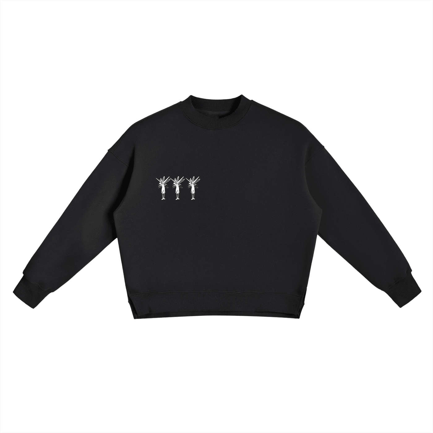 Fleece Side Slit Crewneck Sweatshirt - Inside Thoughts