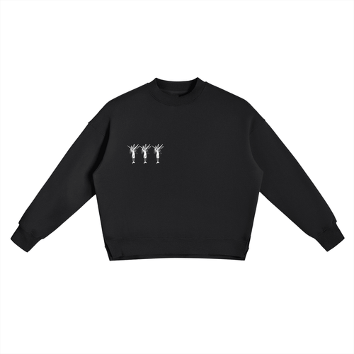 Fleece Side Slit Crewneck Sweatshirt - Inside Thoughts