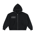Fleeced Full-Zip Boxy Hoodie - Inside Thoughts