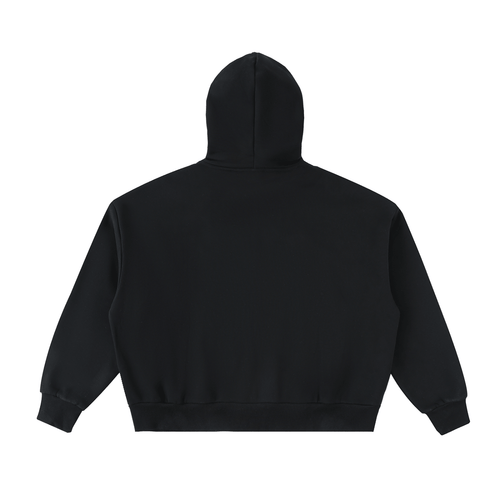 Fleeced Full-Zip Boxy Hoodie - Inside Thoughts
