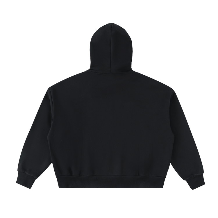 Fleeced Full-Zip Boxy Hoodie - Inside Thoughts