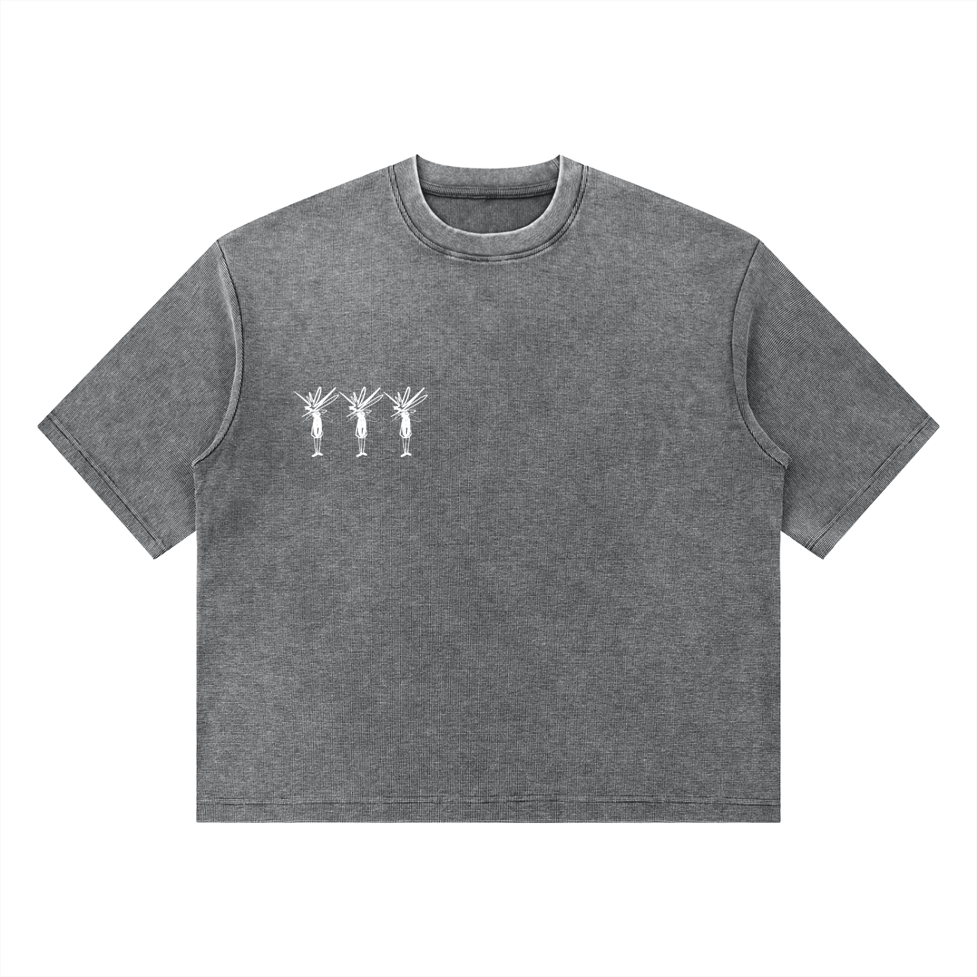 Gray Mineral Wash Waffle Boxy T-Shirt - Inside Thoughts