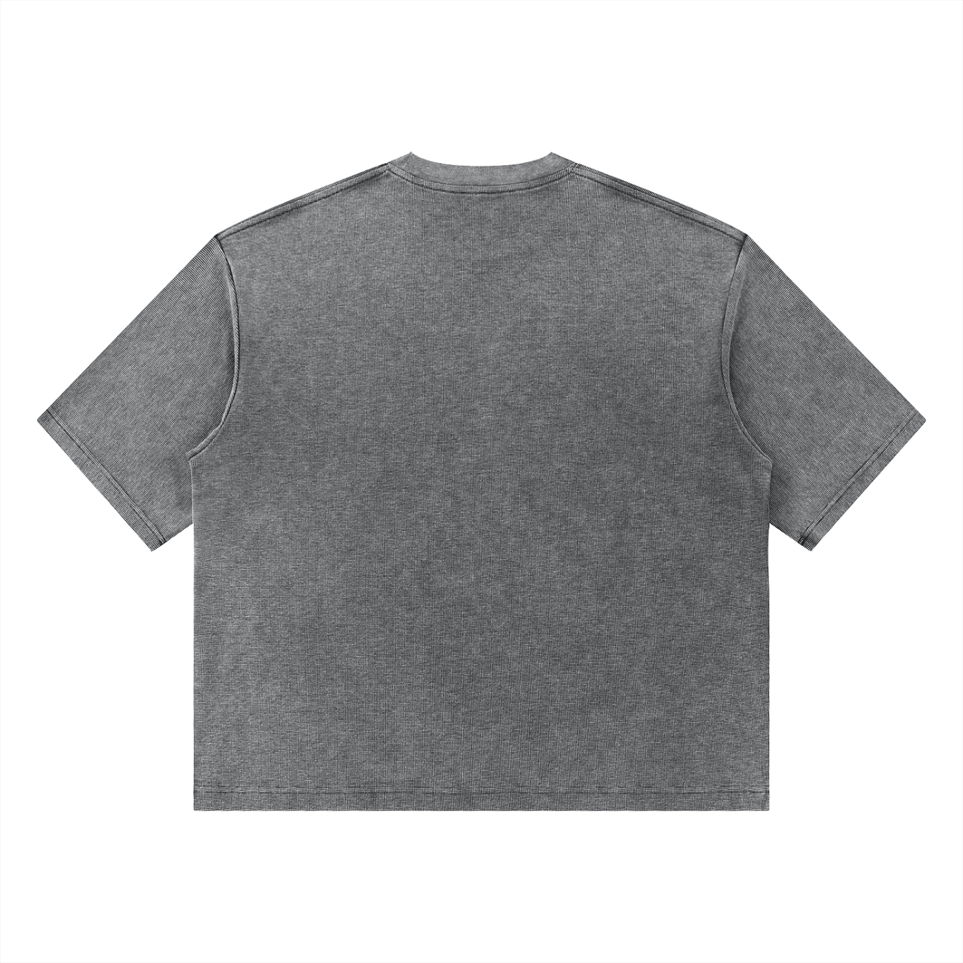 Gray Mineral Wash Waffle Boxy T-Shirt - Inside Thoughts