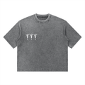 Grey Mineral Wash Waffle Boxy T-Shirt - Inside Thoughts
