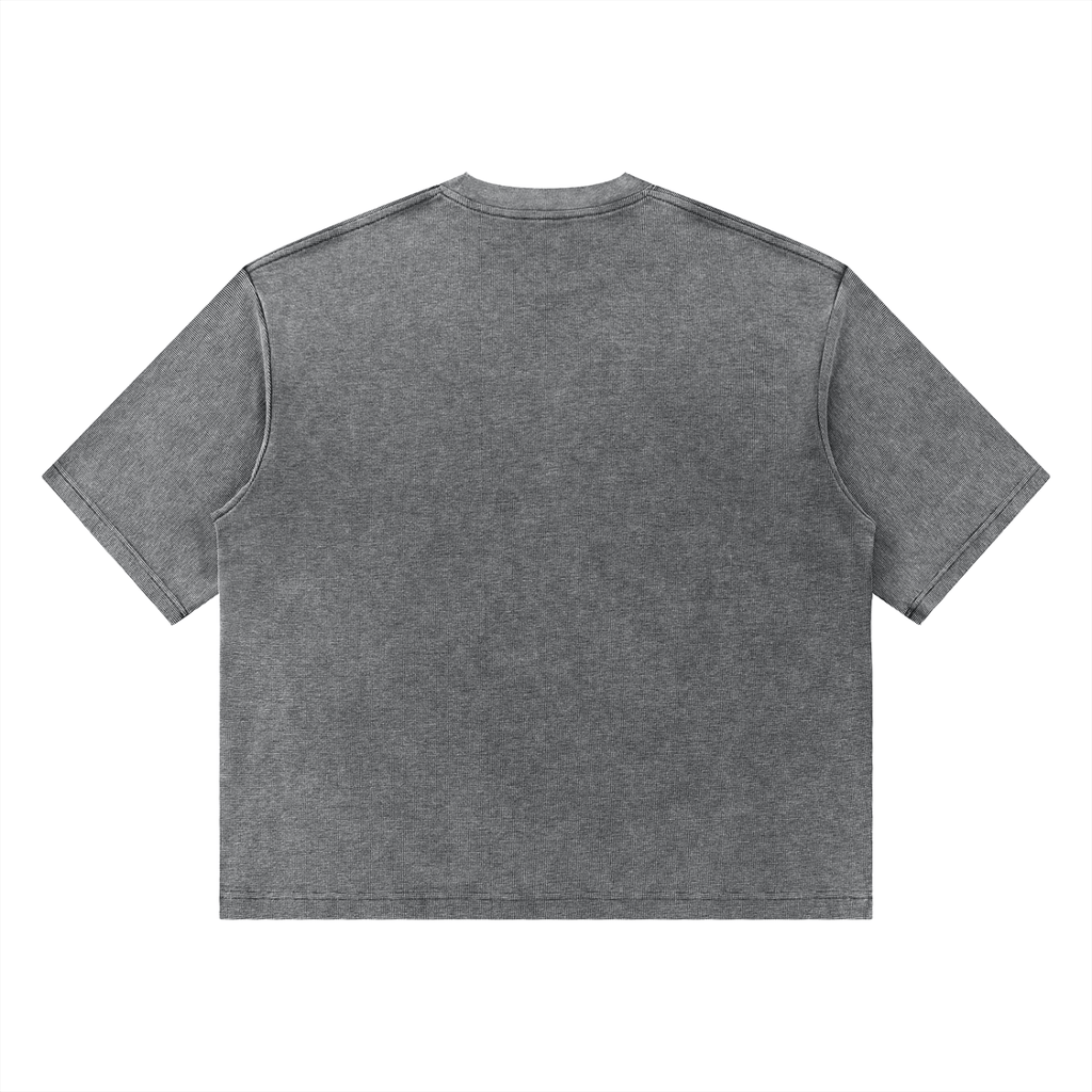 Grey Mineral Wash Waffle Boxy T-Shirt - Inside Thoughts