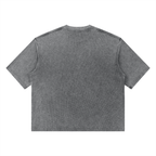 Grey Mineral Wash Waffle Boxy T-Shirt - Inside Thoughts
