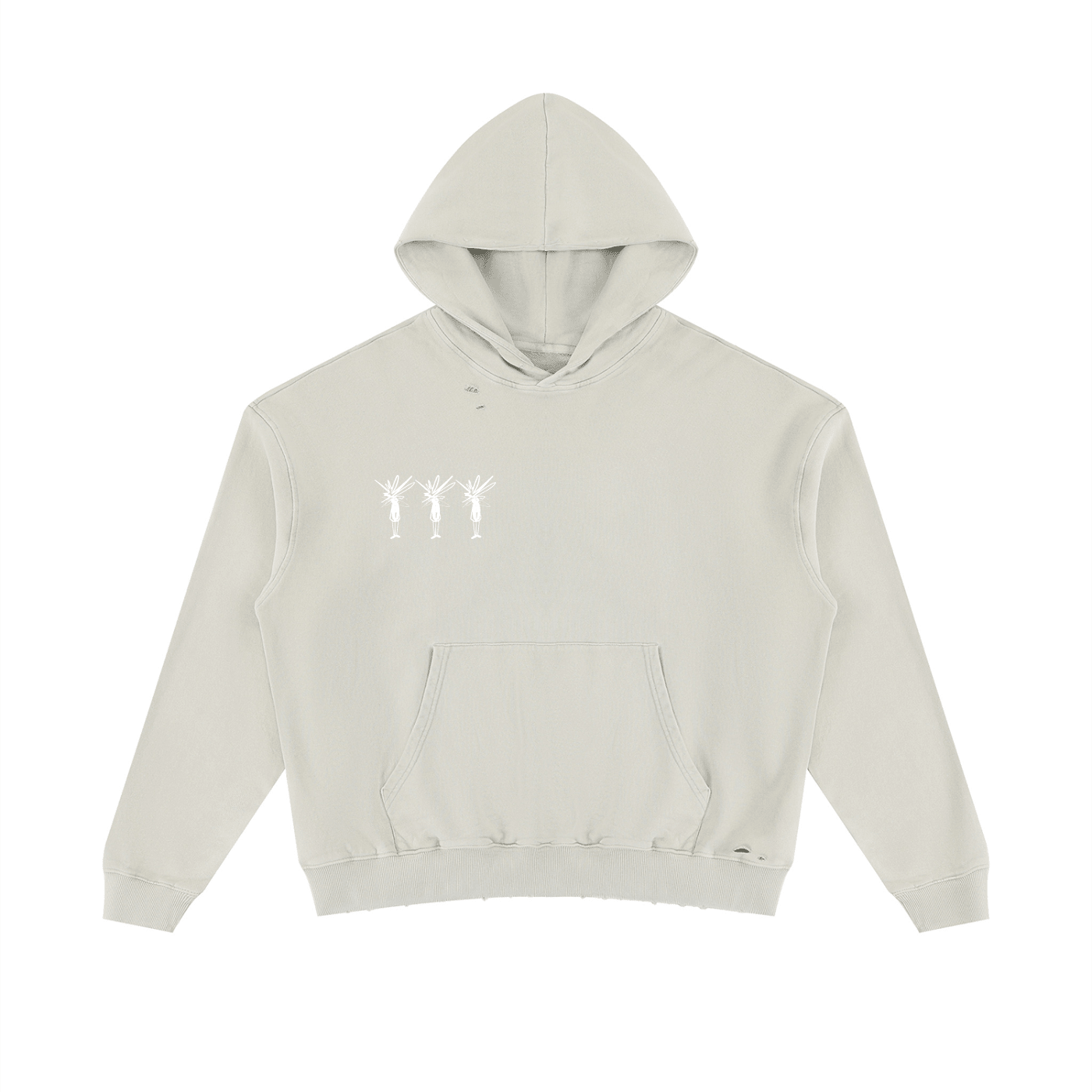 Off White Mineral Wash Distressed Hoodie - Inside Thoughts