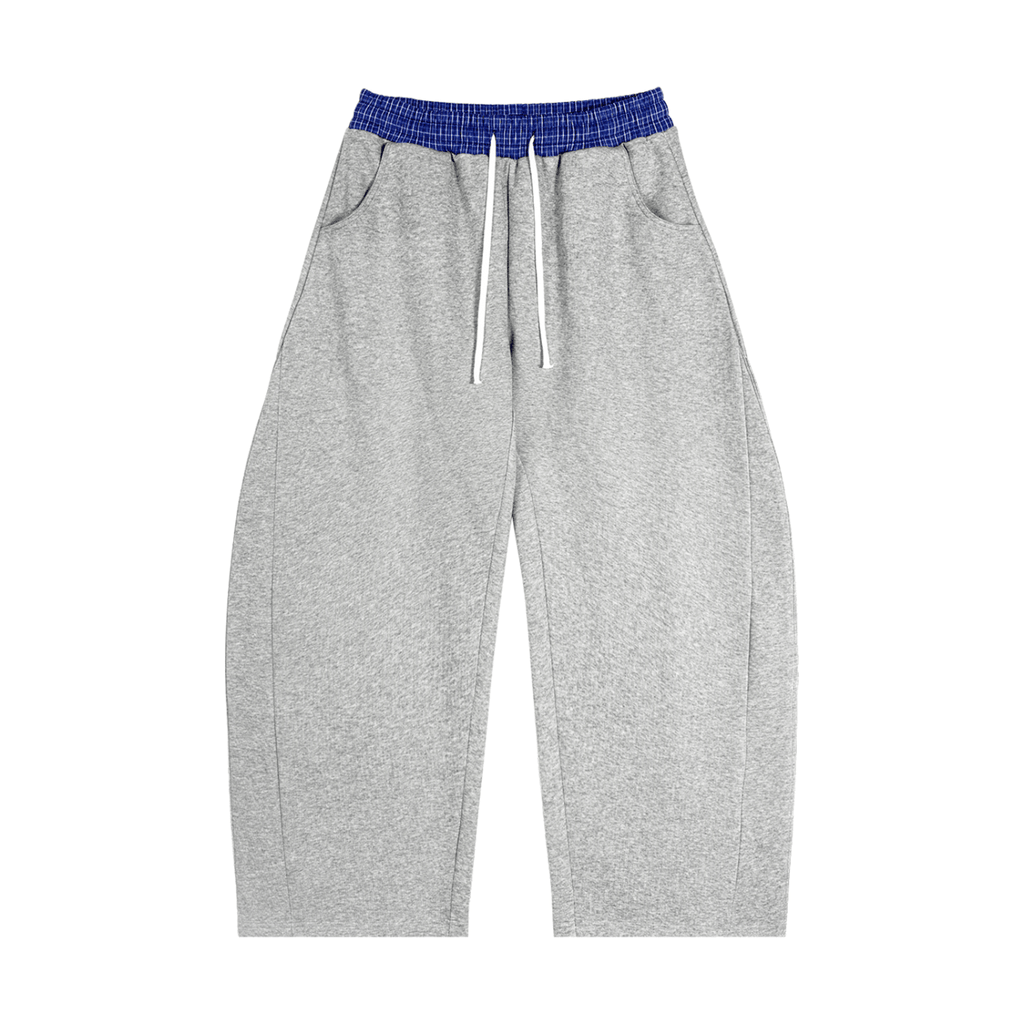 Plaid Waistband Barrel Sweatpants - Inside Thoughts