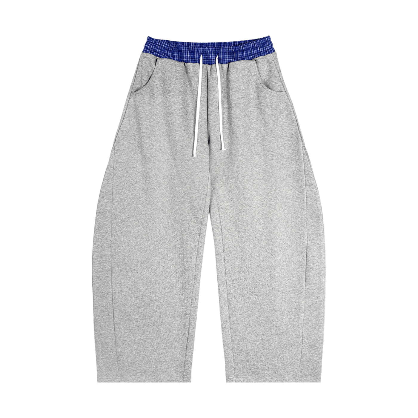 Plaid Waistband Barrel Sweatpants - Inside Thoughts